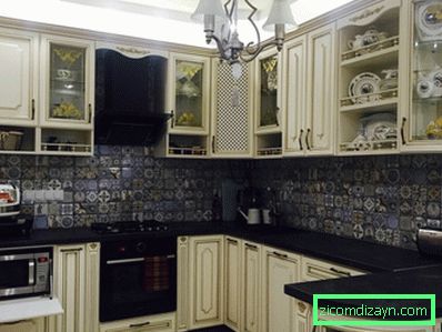 Küche mit einer dunklen Tischplatte, abhängig von der Farbe der Küchenzeile (96 + Fotos)